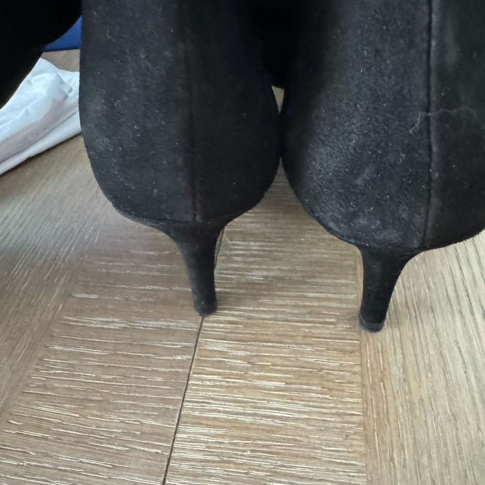 STUART WEITZMAN Lafayette Slouch Pointy Suede Black Heel Dress Boot OTK - Picture 9 of 10